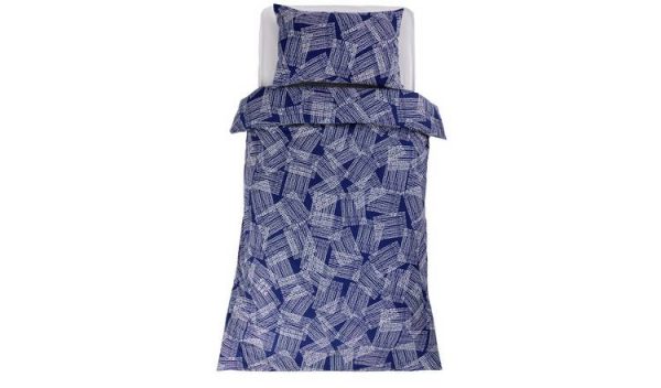 Home Navy Grid Print Bedding Set - Single