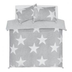 Fleece Single Bedding Set with Gray Stars Design