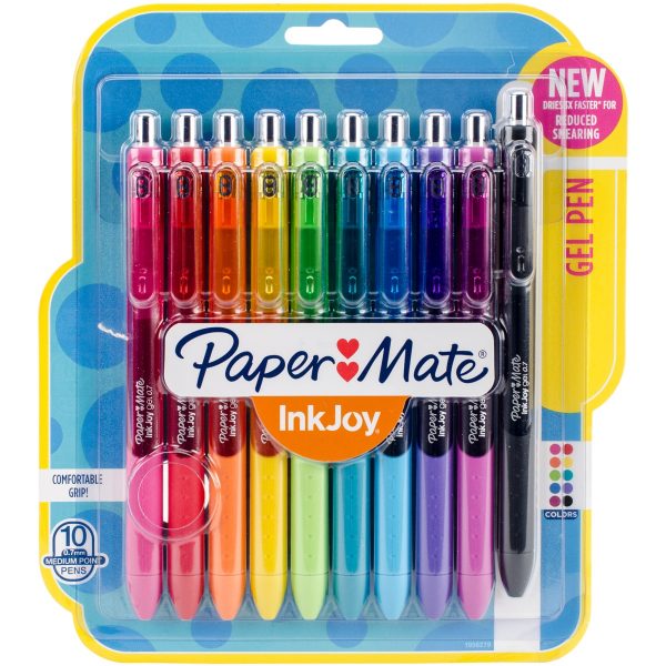 Paper Mate InkJoy Gel Pens, Medium Point, Assorted Colors, 10 Count