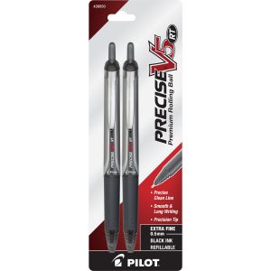 Pilot Precise V5 RT Pens, Extra Fine Point, Black Ink