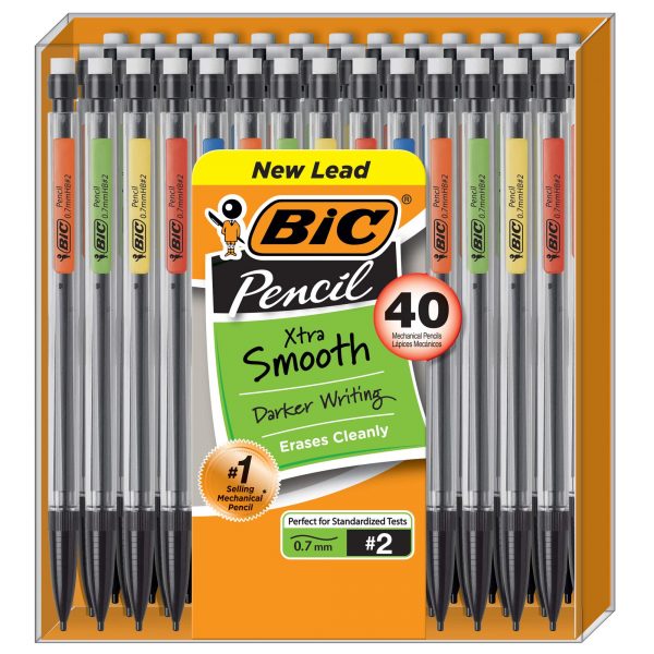 BIC Xtra Smooth No.2 Mechanical Pencil, Medium Point (0.7 mm) - Value Pack of 40 Pencils