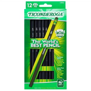 Ticonderoga Number 2 Soft Pencils, Wood-Cased Graphite Black Pencil, 12 Count
