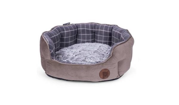 Petface Grey Check Dog Bed - Large