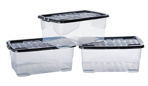 Home Curve 42 Litre Set of 3 Lidded Plastic Boxes