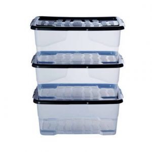 Home Curve 42 Litre Set of 3 Lidded Plastic Boxes