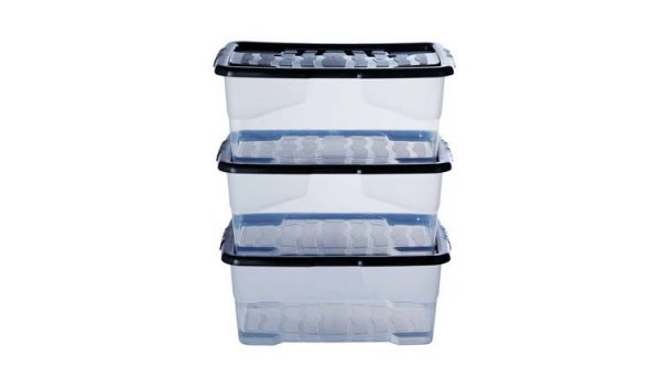 Home Curve 42 Litre Set of 3 Lidded Plastic Boxes - Image 2