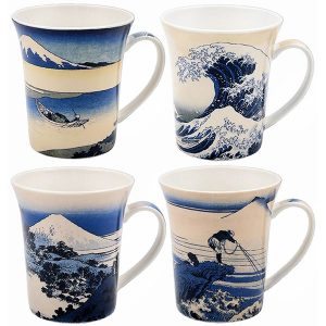 The Leonardo Collection LP94366 Fuji Wave Hokusai Mugs Setof4, Ceramic